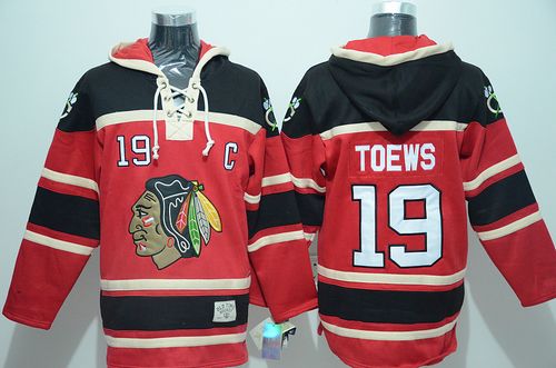 Blackhawks #19 Jonathan Toews Red Sawyer Hooded Sweatshirt Stitched Jersey