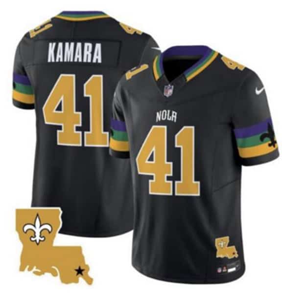 New Orleans Saints #41 Alvin Kamara Black 2024 F.U.S.E. Vapor Limited Stitched Jersey