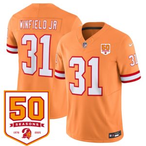 Tampa Bay Buccaneers #31 Antoine Winfield Jr. Orange 2025 F.U.S.E. 50th Anniversary Patch Vapor Untouchable Limited Football Stitched Jersey
