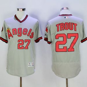 Angels Of Anaheim #27 Mike Trout Grey Flexbase Authentic Collection Cooperstown Stitched Jersey