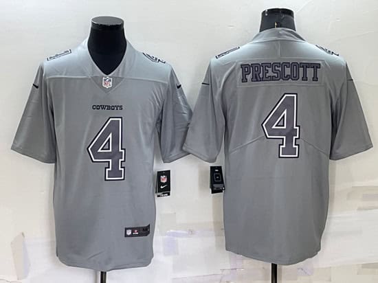 Dallas Cowboys #4 Dak Prescott Gray Atmosphere Fashion Stitched Jersey