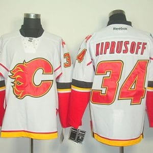 Flames #34 Miikka Kiprusoff Stitched White Jersey