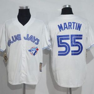 Blue Jays #55 Russell Martin White Cooperstown Throwback Stitched Jersey