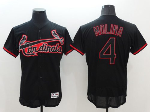 Cardinals #4 Yadier Molina Black Fashion Flexbase Authentic Collection Stitched Jersey