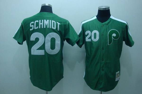 Mitchell And Ness Phillies #20 Mike Schmidt Stitched Green Throwback Jersey