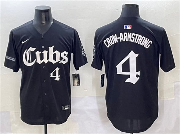Chicago Cubs #4 Pete Crow-Armstrong Black 'Gothic North Side Edition' Vapor Premier Limited Stitched Jersey