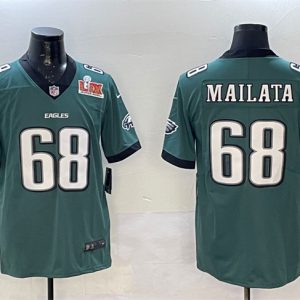 Philadelphia Eagles #68 Jordan Mailata Green 2025 Super Bowl LIX Patch New Vapor Untouchable Limited Stitched Jersey