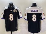 Baltimore Ravens #8 Lamar Jackson Black White 2023 F.U.S.E With Patch Throwback Vapor Limited Jersey