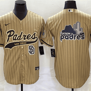 San Diego Padres Tan Big Logo In Back Cool Base Stitched Jersey