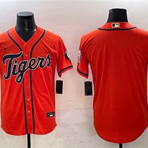 Detroit Tigers Blank Orange With Patch Cool Base Stitched Jersey