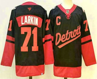 Detroit Red Wings #71 Dylan Larkin Black 2025 Stadium Series Stitched Jersey