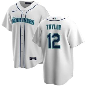 Seattle Mariners #12 Samad Taylor White Cool Base Stitched Jersey