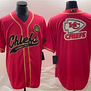 Kansas City Chiefs Red Gold Team Big Logo With Patch Cool Base Stitched Jersey