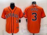 Houston Astros #3 Jeremy Pena Orange With Patch Cool Base Stitched Jersey