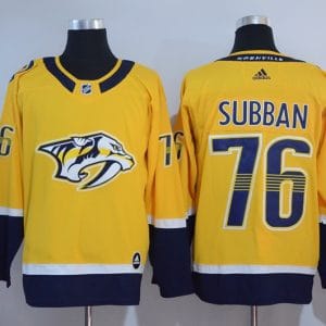 Nashiville Predators #76 P.K Subban Yellow Adidas Stitched Jersey