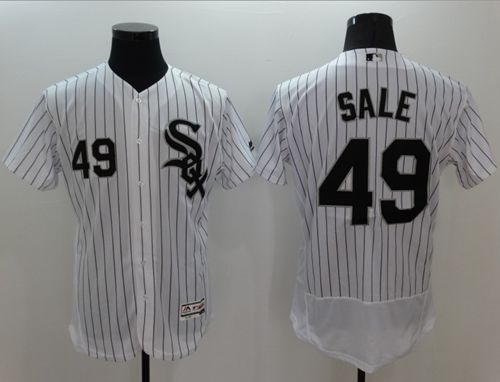 White Sox #49 Chris Sale White(Black Strip) Flexbase Authentic Collection Stitched Jersey