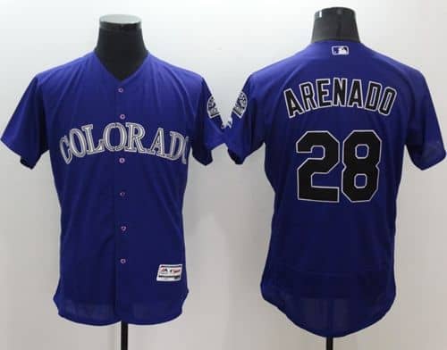 Rockies #28 Nolan Arenado Purple Flexbase Authentic Collection Stitched Jersey