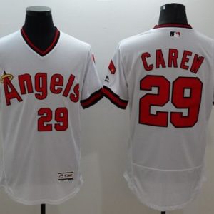 Angels of Anaheim #29 Rod Carew White Flexbase Authentic Collection Cooperstown Stitched Jersey