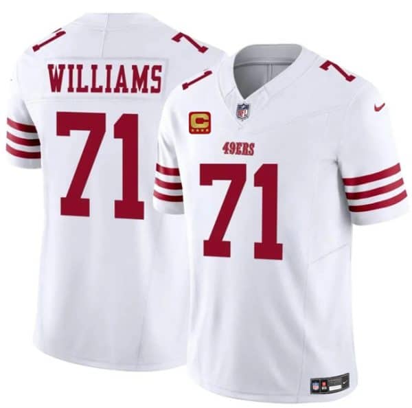 San Francisco 49ers #71 Trent Williams White 2025 F.U.S.E. With 4-Star C Patch Vapor Untouchable Limited Stitched Jersey