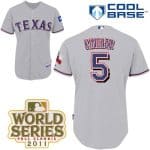 Rangers #5 Ian Kinsler Grey Cool Base 2011 World Series Patch Stitched Jersey