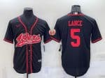 San Francisco 49ers #5 Trey Lance Black Cool Base Stitched Baseball Jersey