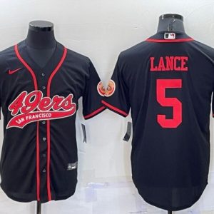San Francisco 49ers #5 Trey Lance Black Cool Base Stitched Baseball Jersey
