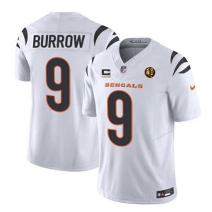 Cincinnati Bengals #9 Joe Burrow White 2023 F.U.S.E. With 4-Star C Patch And John Madden Patch Vapor Limited Stitched Jersey