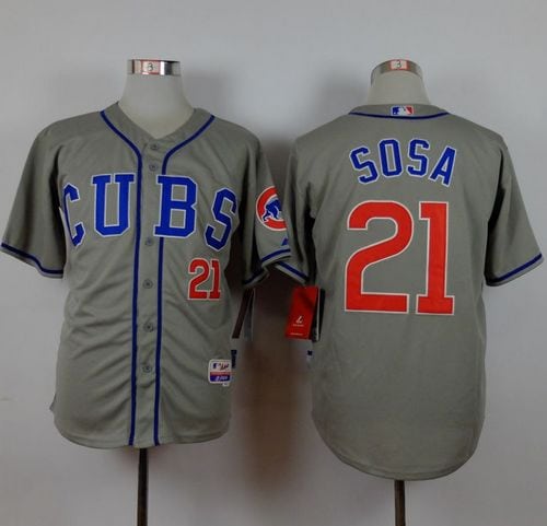 Cubs #21 Sammy Sosa Grey Alternate Road Cool Base Stitched Jersey