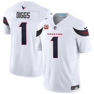 Houston Texans #1 Stefon Diggs White 2024 Vapor F.U.S.E. With 4-Star C Patch Limited Stitched Jersey