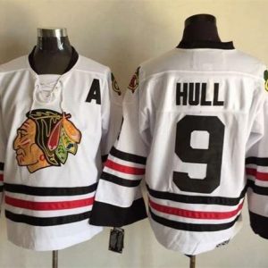 Blackhawks #9 Bobby Hull White CCM Throwback Stitched Jersey