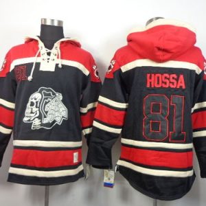 Blackhawks #81 Marian Hossa Black Sawyer Hooded Sweatshirt Stitched Jersey