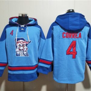 Minnesota Twins #4 Carlos Correa Blue Ageless Must-Have Lace-Up Pullover Hoodie