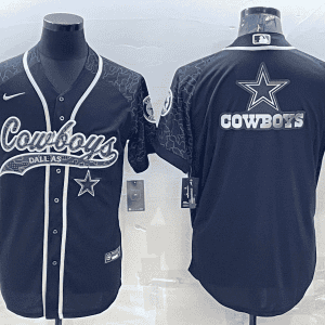 Dallas Cowboys Black Reflective Team Big Logo With Patch Cool Base Stitched Baseball Jersey