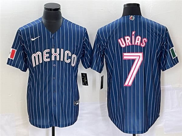 Mexico #7 Julio Ur¨ªas 2023 Navy World With Patch Classic Stitched Jersey