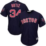 Red Sox #34 David Ortiz Navy Blue New Cool Base With Retirement Patch Stitched Jersey