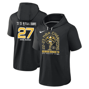 Denver Nuggets #27 Jamal Murray Black Performance Short Sleeve Pullover Hoodie