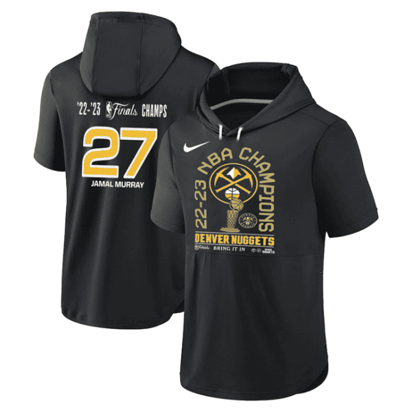 Denver Nuggets #27 Jamal Murray Black Performance Short Sleeve Pullover Hoodie