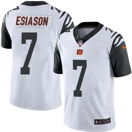 Bengals #7 Boomer Esiason White Stitched Limited Rush Nike Jersey