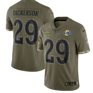 Los Angeles Rams #29 Eric Dickerson 2022 Olive Salute To Service Limited Stitched Jersey
