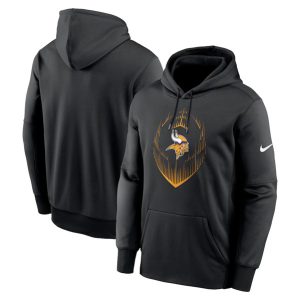 Minnesota Vikings Black Icon Performance Pullover Hoodie
