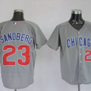 Cubs #23 Ryne Sandberg Stitched Grey Jersey