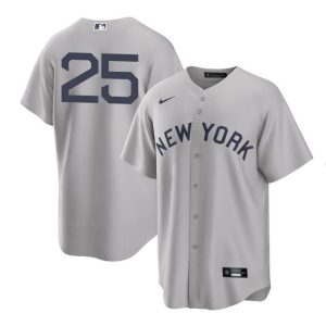 New York Yankees Field Of Dreams #25 Gleyber Torres Cool Base Jersey Uniforms Gray Stitched Jersey