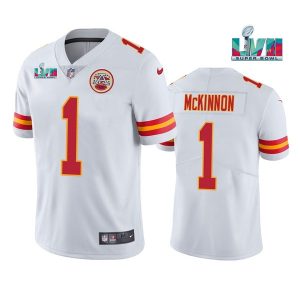 Kansas City Chiefs #1 Jerick McKinnon White Super Bowl LVII Patch Vapor Untouchable Limited Stitched Jersey