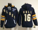 St. Louis Blues #16 Brett Hull Navy Blue Old Time Heidi NHL Hoodie