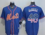 Mets #48 Jacob DeGrom Blue USA Flag Fashion Stitched Jersey