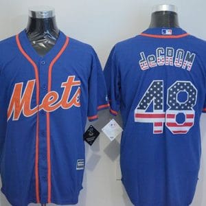 Mets #48 Jacob DeGrom Blue USA Flag Fashion Stitched Jersey