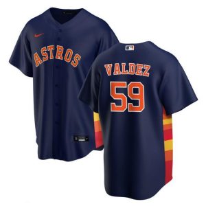 Houston Astros #59 Framber Valdez Navy Cool Base Stitched Jersey