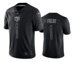 Chicago Bears #1 Justin Fields Black Reflective Limited Stitched Football Jersey