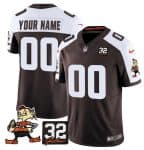 Cleveland Browns Custom Brown Alternate F.U.S.E. #32 Jim Brown Memorial Patch Vapor Limited Stitched Jersey