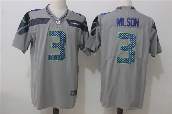 Seattle Seahawks #3 Russell Wilson Gray Stitched Vapor Untouchable Limited Nike Jersey